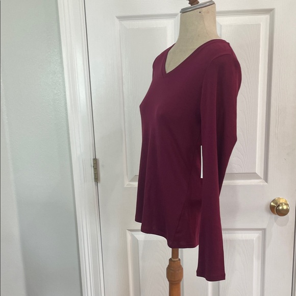 Liz Claiborne V-Neck Long Sleeve Top Burgundy red women’s size S - Picture 5 of 8